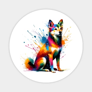 Taiwan Dog in Vivid Abstract Splash Art Style Magnet